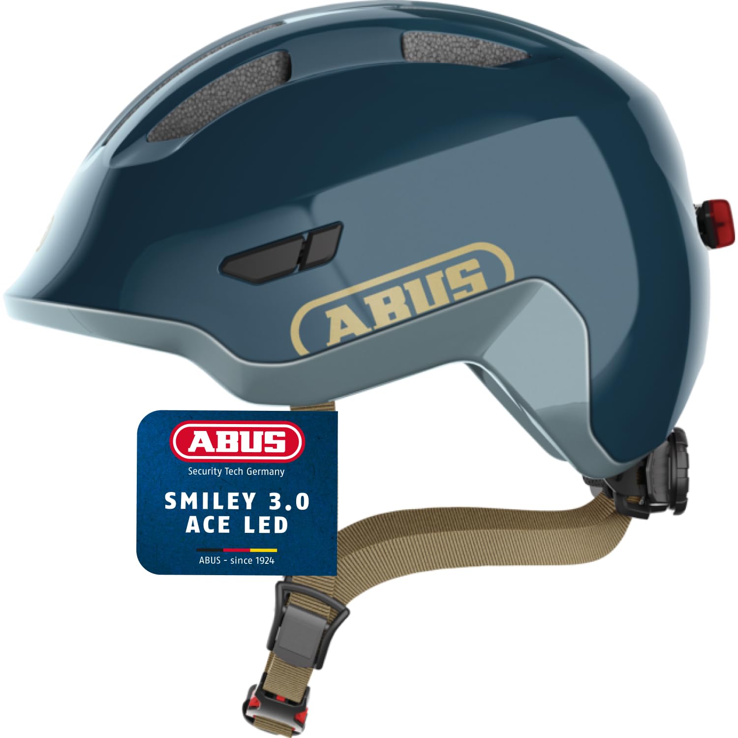ABUS children's helmet Smiley 3.0 ACE LED - bike helmet with light - deep fit & space for a pigtail - for girls and boys