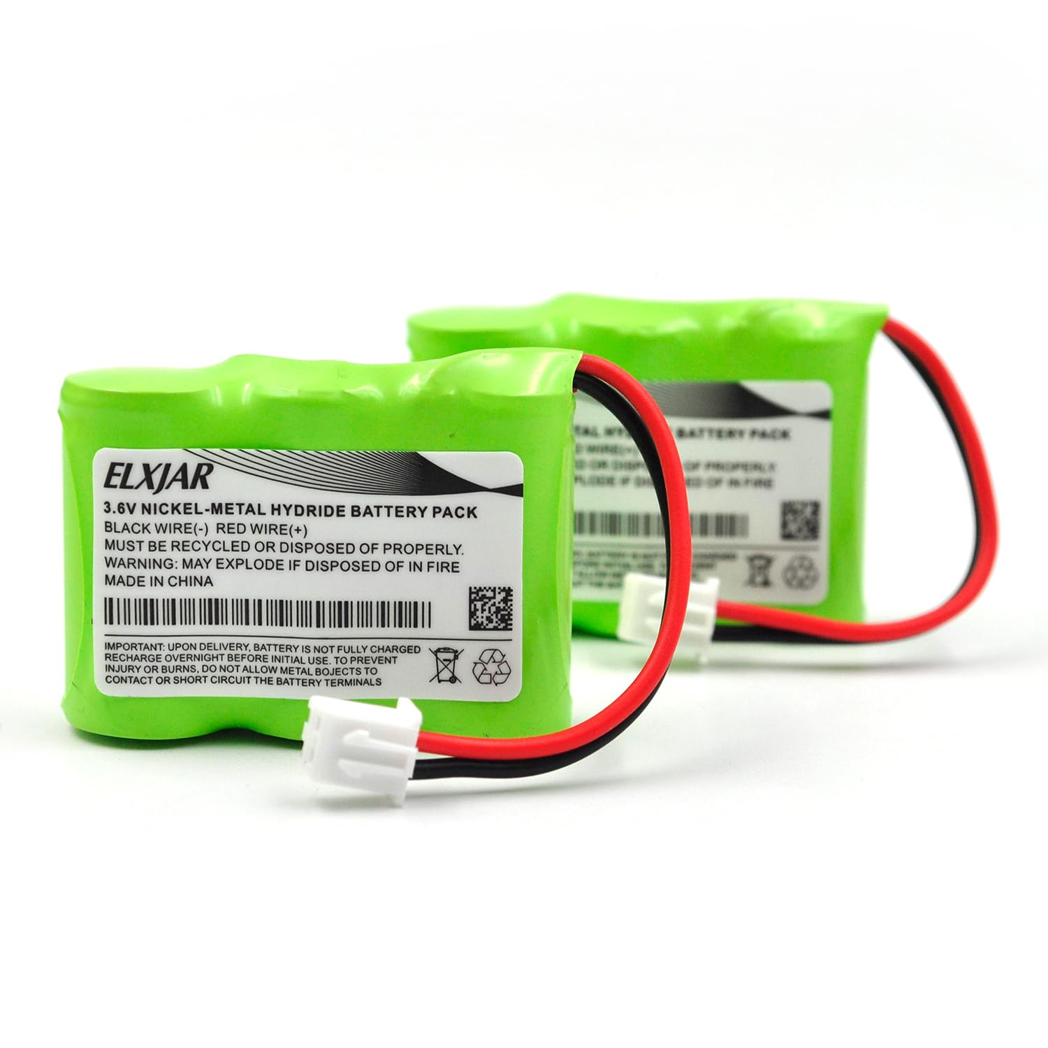 Photo 1 of (2-Pack) 2/3AA600 3.6V 600mAh Ni-MH Battery Pack, with Square-Hole Plug only fits Eton FRX3 0000101 Newer Square-Hole Verson (Don't fit Eton FRX3 Earlier Round-Hole Verson, Don't fit Eton FRX3+)
