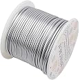 BENECREAT 12 17 18 Guage Aluminum Wire (12 Gauge 100FT) Silver Anodized Jewelry Craft Wire for Beading Floral Making, Jewelry