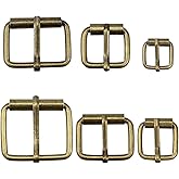 Hysagtek Brass Buckles 60 Pcs Roller Buckles Belts Hardware Pin Buckle for Bags Leather Belt Strap Hand DIY Accessories, 6 Size - 1.3'', 1.18", 1", 0.79", 0.59", 0.51" Bronze Metal