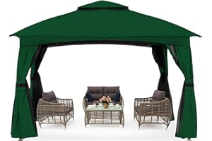 ABCCANOPY 10x10 Outdoor Gazebo - Patio Gazebo with Mosquito Netting, Outdoor Canopies for Shade and Rain for Lawn, Garden, Backyard & Deck (Forest Green)