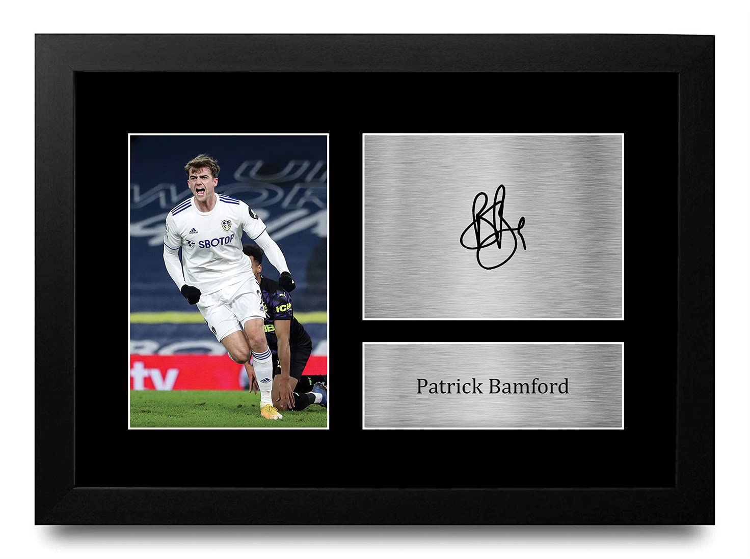 HWC Trading FR A4 Patrick Bamford Leeds United Gifts Printed Signed Autograph Picture for Football Fans and Supporters - A4 Framed