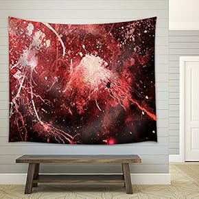 Abstract Painting with Blurry and Stained Structure. Color Effect and Computer Collage - Fabric Wall Tapestry Home Decor - 51x60 inches