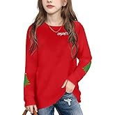 Christmas Shirts for Kids Gril Boy Merry Christmas Long Sleeve Shirt Xmas Ugly Tree Printed Strip Tee Top 5-14 Years