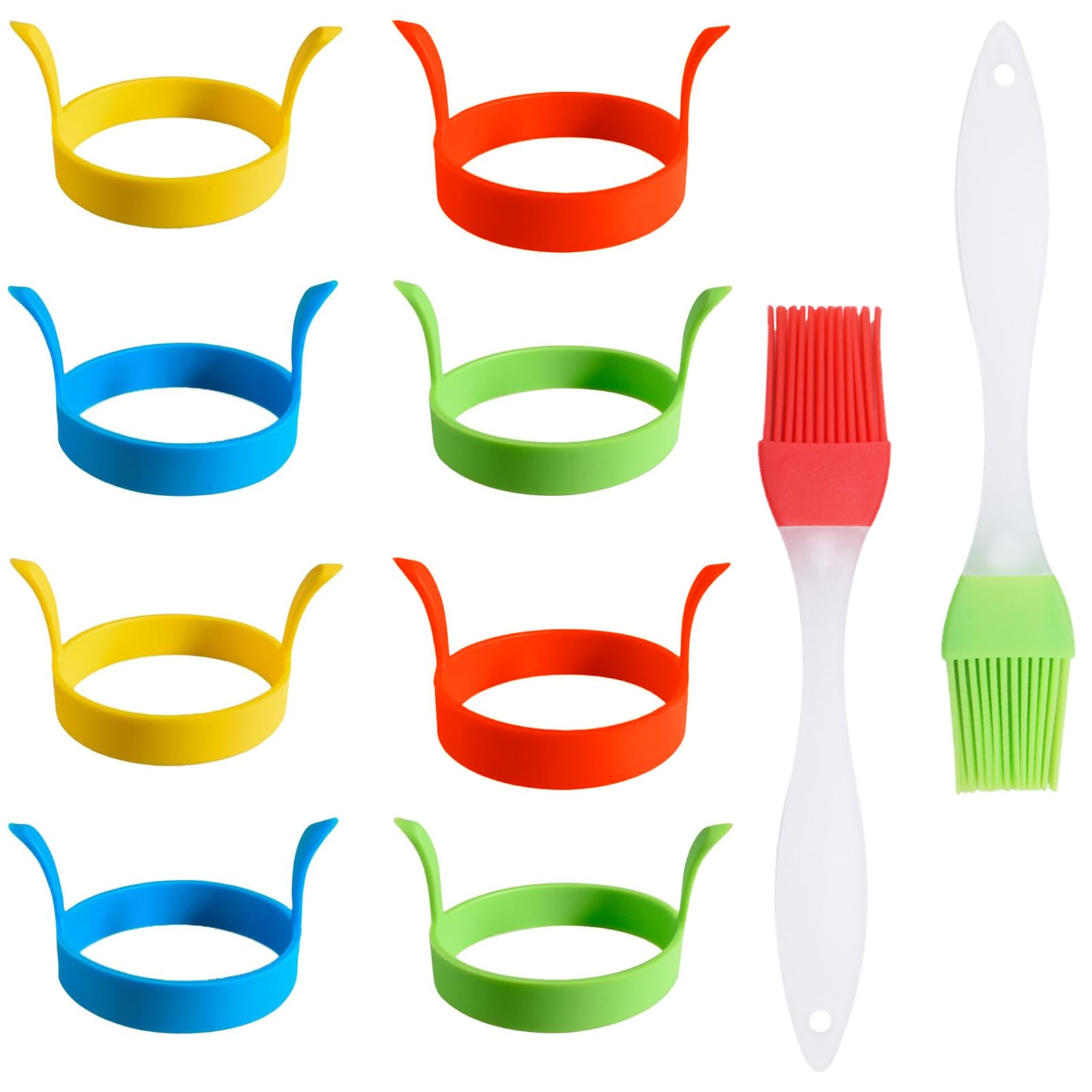 10 Pcs Set Egg Rings For Frying, Fried Egg Ring, Egg Ring, Egg Frying Rings, Silicone Egg Rings For Frying, Fried Egg Mould, For Making Fried Eggs, Pancakes, Breakfast Sandwiches