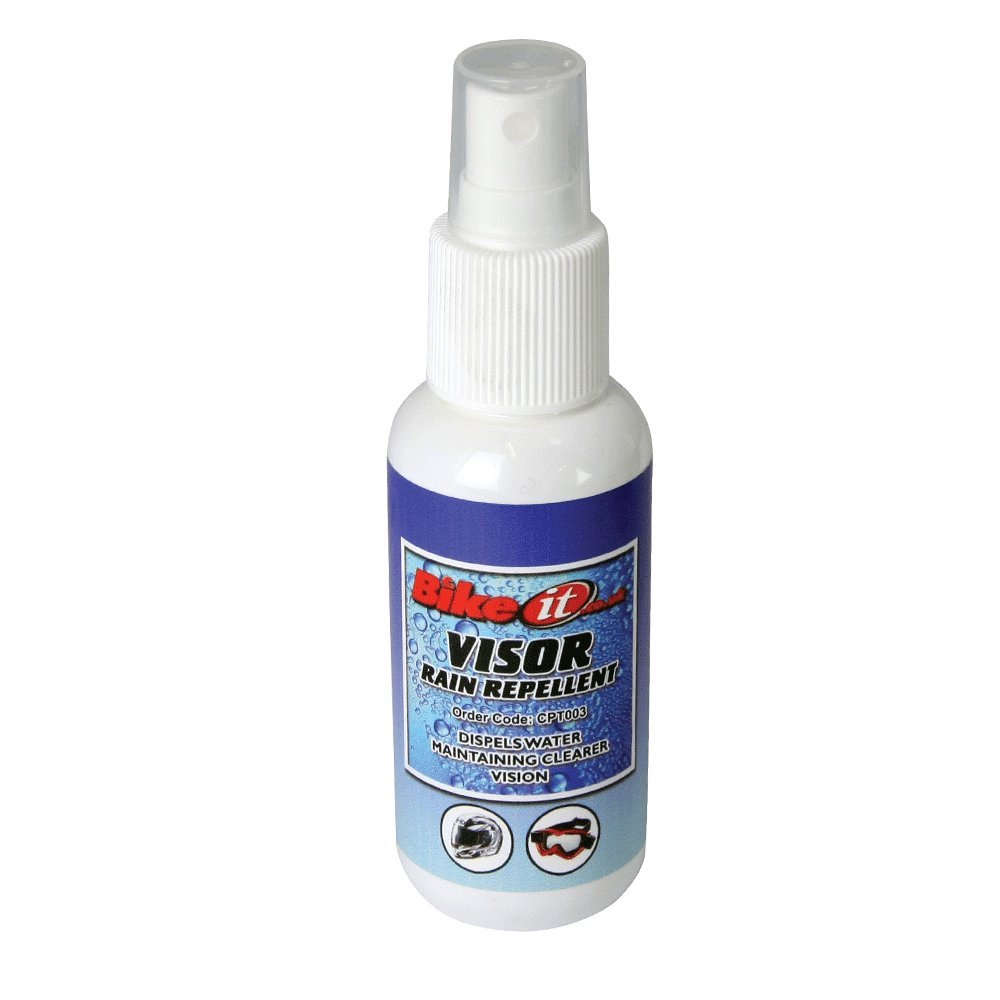 BIKE IT Motorcycle Visor Rain Repellent - Pump Spray Bottle Enhanced Visibility All-Weather Protection
