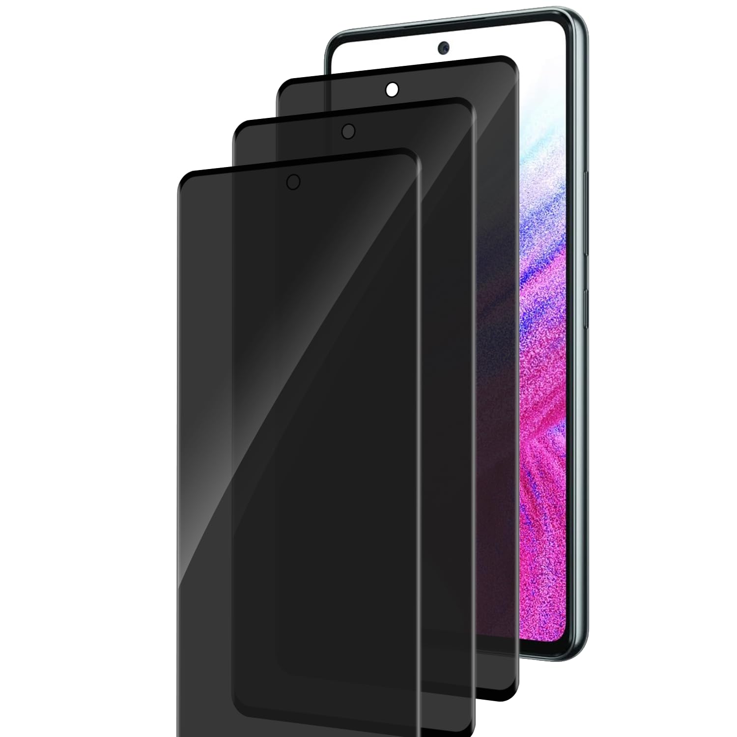 BIGFLYANTS 3 Pack Privacy Screen Protector for Samsung Galaxy A53 / A52 / A51, Anti-Spy Tempered Glass Film, Full Coverage, Anti-Scratch, Bubble Free, Easy Installation