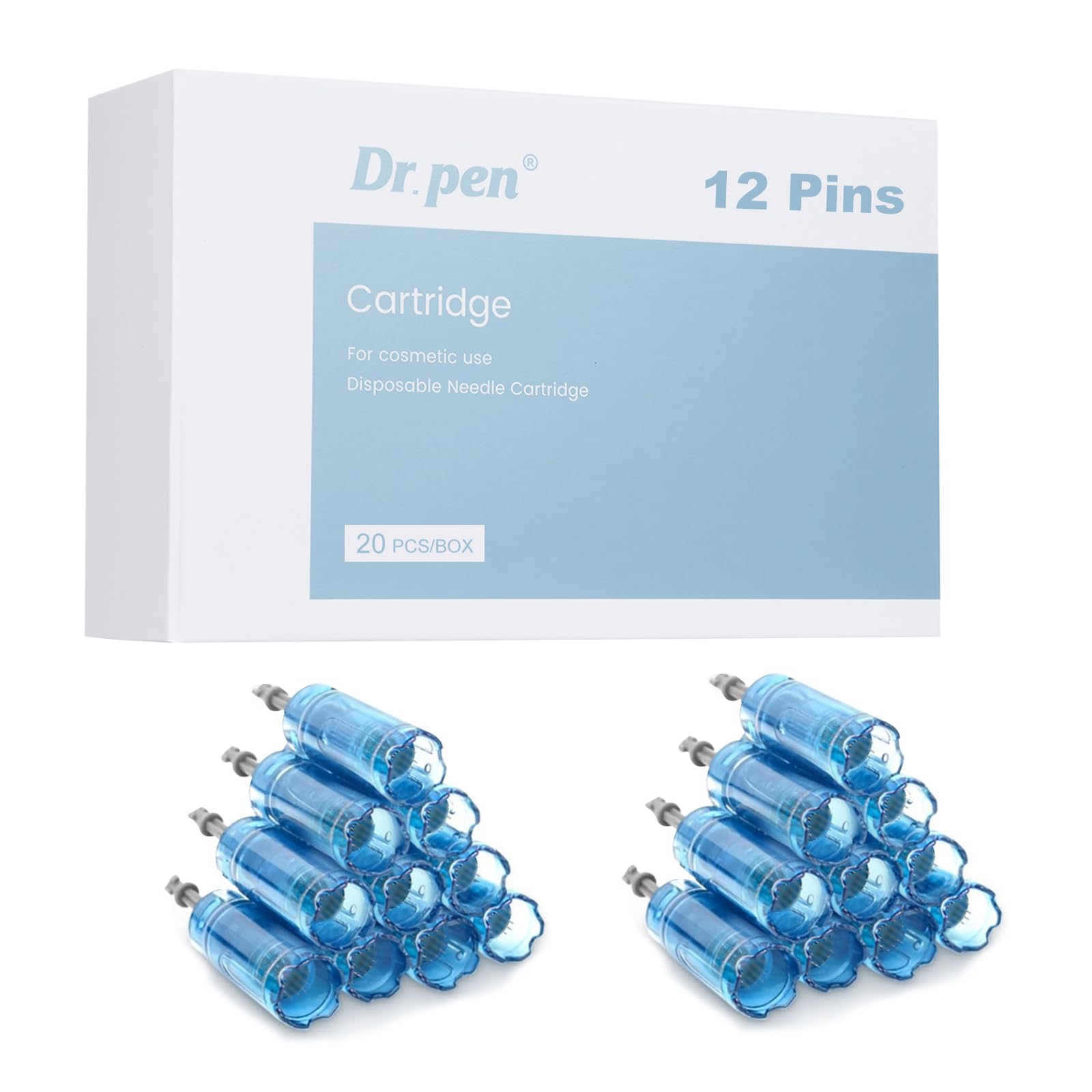 Dr.pen M8S Cartridges 12 Pins, 20Pcs Dr.pen Cartridges for Microneedling Pen M8S/A8S/A9 Model, Authentic Disposable Microneedling Cartridges (12 Pins, 20Pcs)