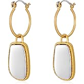 INNERDIVA Antique Gold Hammered Disc Drop Earrings Boho Earrings with Two Tone Jewelry Gift