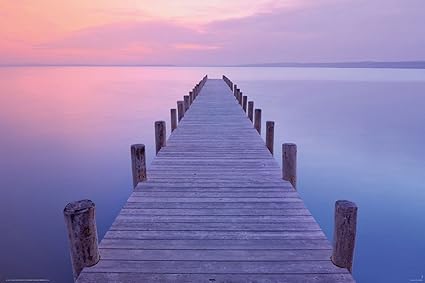 Poster Ponton Sur Mer Le Coucher De Soleil 91 5cm X 61cm Un Poster Surprise En Cadeau Amazon Fr Cuisine Maison