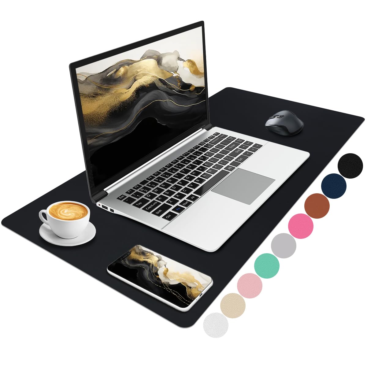 Niviy Desk Mat Large, PU Leather Black Desk Pad PC Gaming Accessories Mousemat, Keyboard Desk Mat for Computer Gamer (60cm x 35cm)