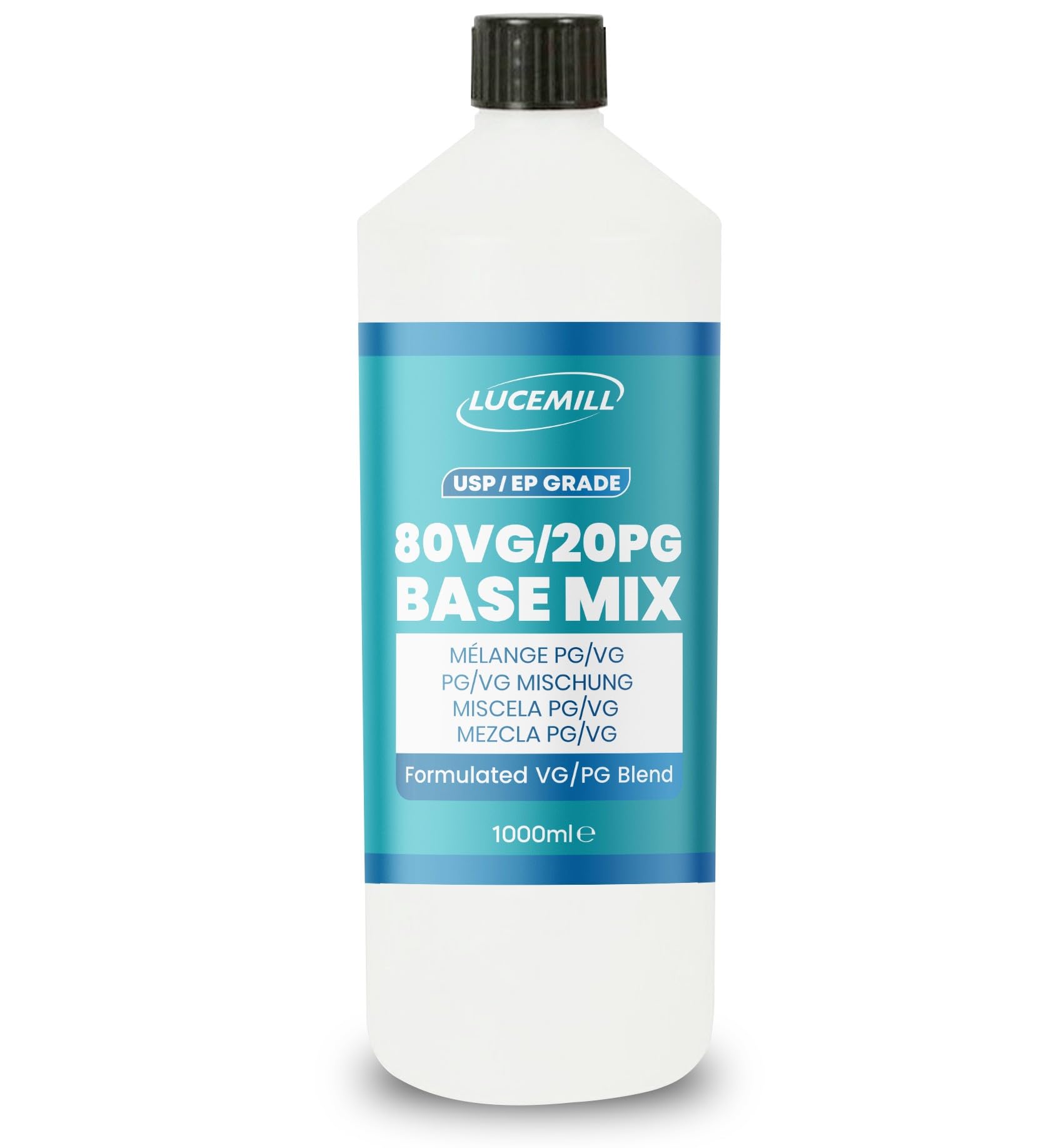 Lucemill 80VG/20PG Base Mix | 1 Litre (1L) I High Purity Glycerine & Glycol Blend | USP/EP Pharma & Food Grade