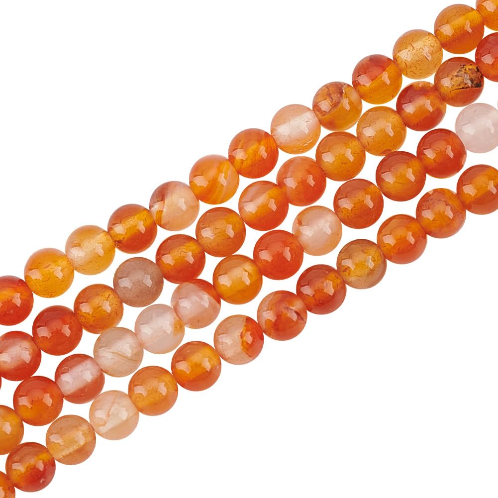 OLYCRAFT About 190pcs 4mm Natural Carnelian Beads Round Carnelian Stone Beads Carnelian Beads 1mm Hole Round Gemstone Beads Loose Spacer Bead for Bracelet Necklace Jewelry Making Clothing Beading