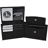 Leatherboss Leather Boys Slim Compact Flap Id Coin Pocket Bifold Wallet with debit credit card holder, Black