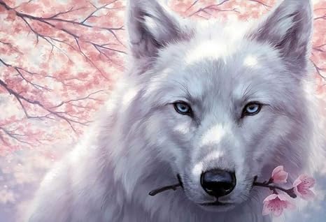 Loup Blanc Tenant Une Fleur De Peche Enfants Puzzles En Bois Adultes Jeu Diy Room Decor 1000 Pieces Jigsaw Puzzle Amazon Fr Cuisine Maison