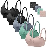 Angelhood Nursing Bra 5 Pack Womens Maternity Breastfeeding Seamless Wireless Sleep Bra with Extenders