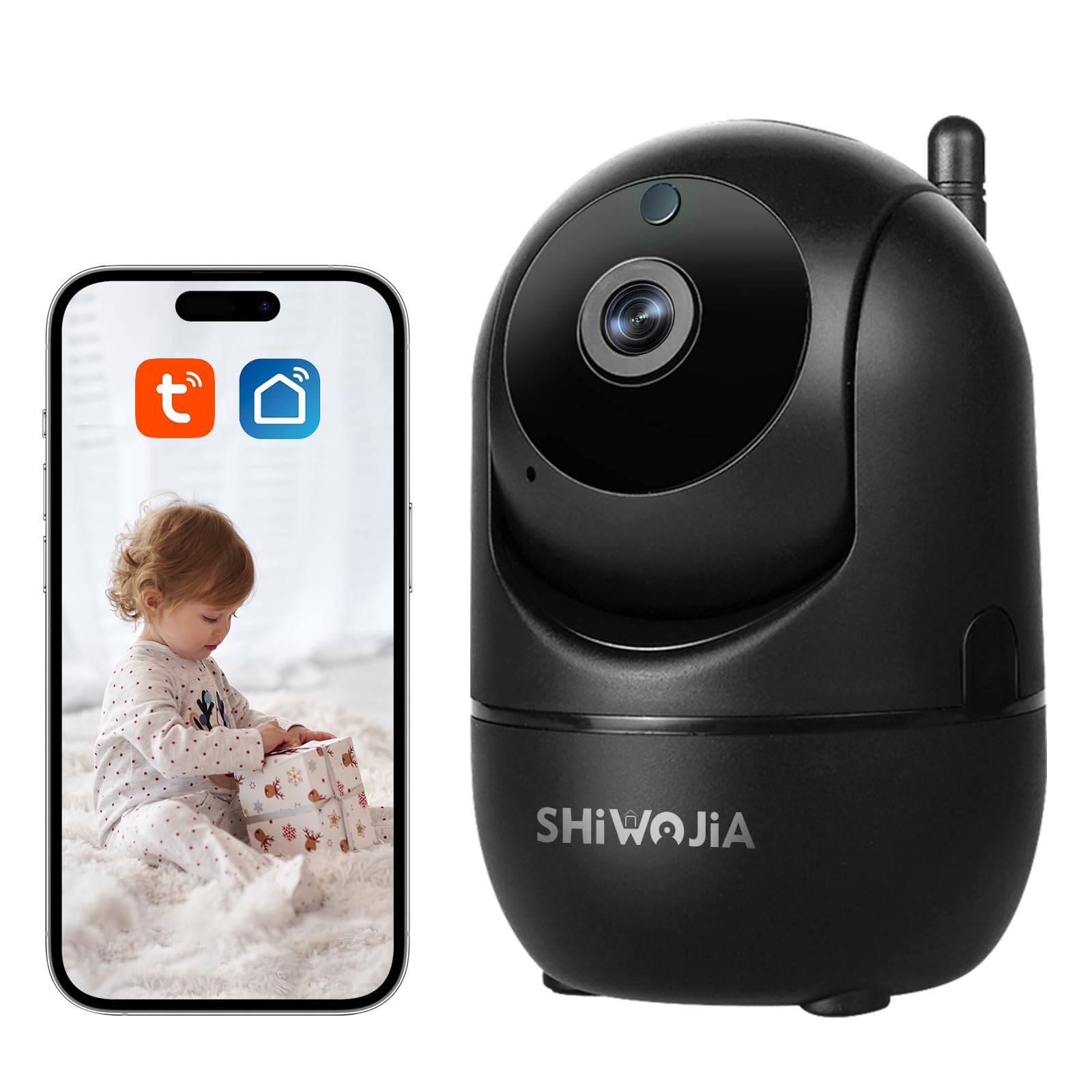 SHIWOJIA TUYA Smart Life Camera, Indoor WiFi Surveillance Camera, 1080P Dome Camera, with Night Vision, Two-Way Audio, Motion Detection
