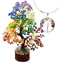 Kuhvai Seven Chakra Tree of Life, Crystal Tree for Positive Energy, 7 Chakra Tree, Feng Shui Tree, Stone Decor Natural Artifi