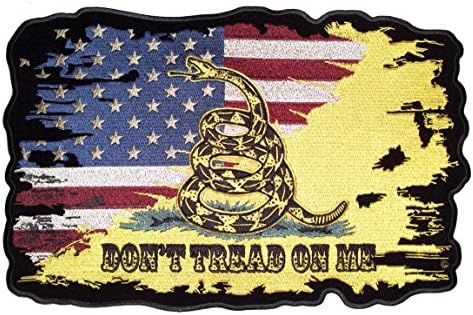 Leather Supreme Patriotic Distressed American Flag Gadsden Snake Cross Patch