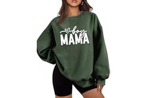 HHLLEOJK Mama Life Sweatshirt for Women Funny Boys Mama Moms Long Sleeve Crewneck Fleece Sweater Tops Casual Retro Pullovers