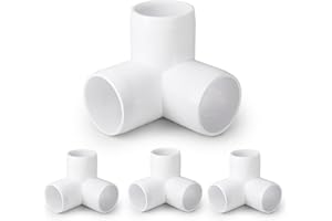 3 Way PVC Pipe Fittings 1-1/4 Inch, Zernmiarder White PVC Elbow Corner Side Outlet Tee Fitting, SCH40 Furniture Grade Pipe Connectors - Fits 1-1/4" Polyvinyl Chloride Pipes, 4 Pieces
