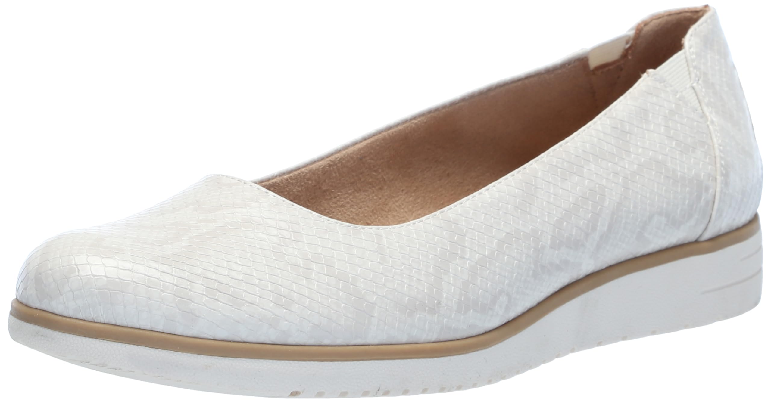 Naturalizer Soul Womens Idea Ballet Flat Cushioned Slip On Shoe Beige Snake 5 M