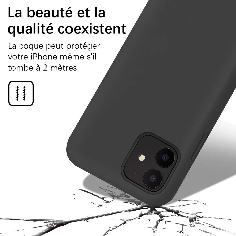 Gorain Coque pour iPhone 11, Silicone Liquide Housse de Téléphone Protection Antichoc Anti-Slip Etui Case pour iPhone XI 6.1 Pouces - Noir