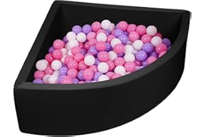 UHAPPYEE Ball Pit Black,Sector Foam Ball Pits for Toddlers,Ball Pit Pool Playpen Foldable & Portable Soft Ball Pool 35.4”x 11.8”