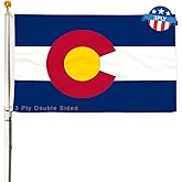 3 Ply Colorado State Flag 2x3 Ft 150D Polyester Double Sided Outdoor Heavy Duty Vivid Colors with Durable Canvas Header and 2 Brass Grommets