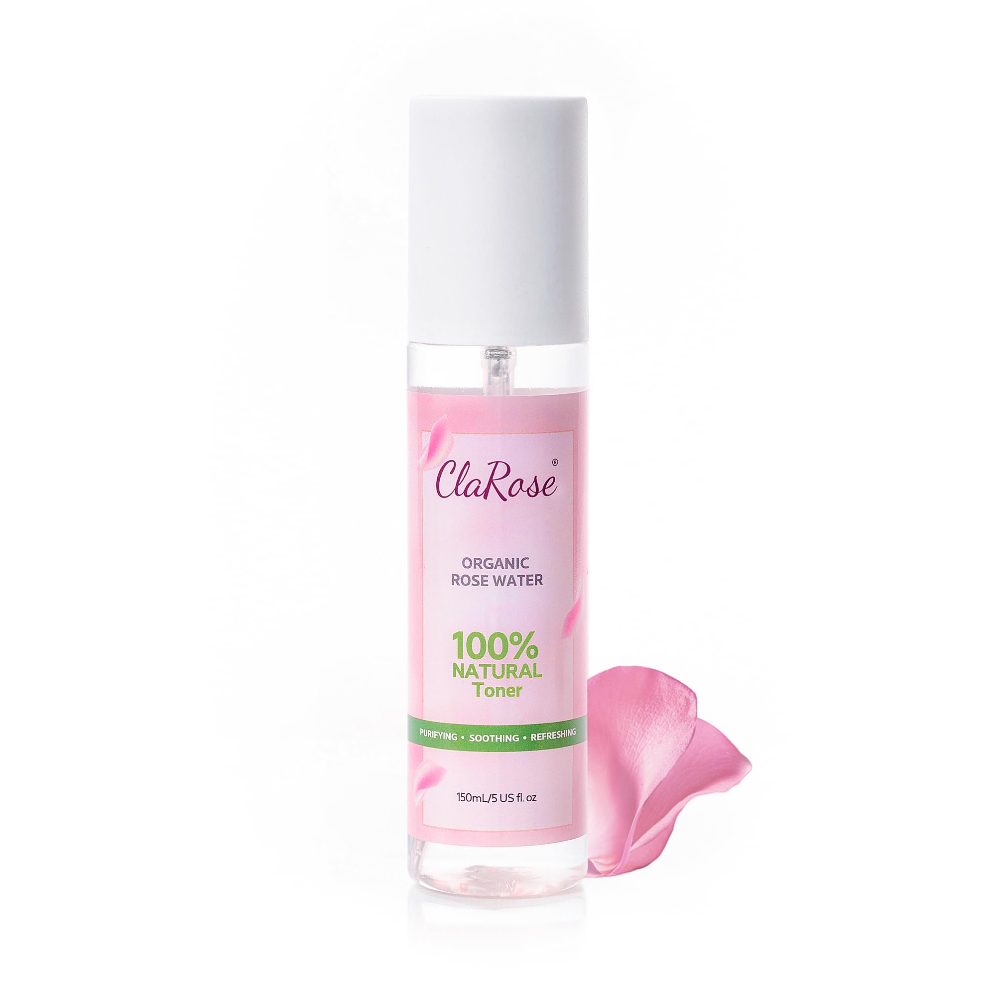 ClaRose 100% Natural Organic Rose Water Hydrating and Purifying Vegan Toner, 150 ml
