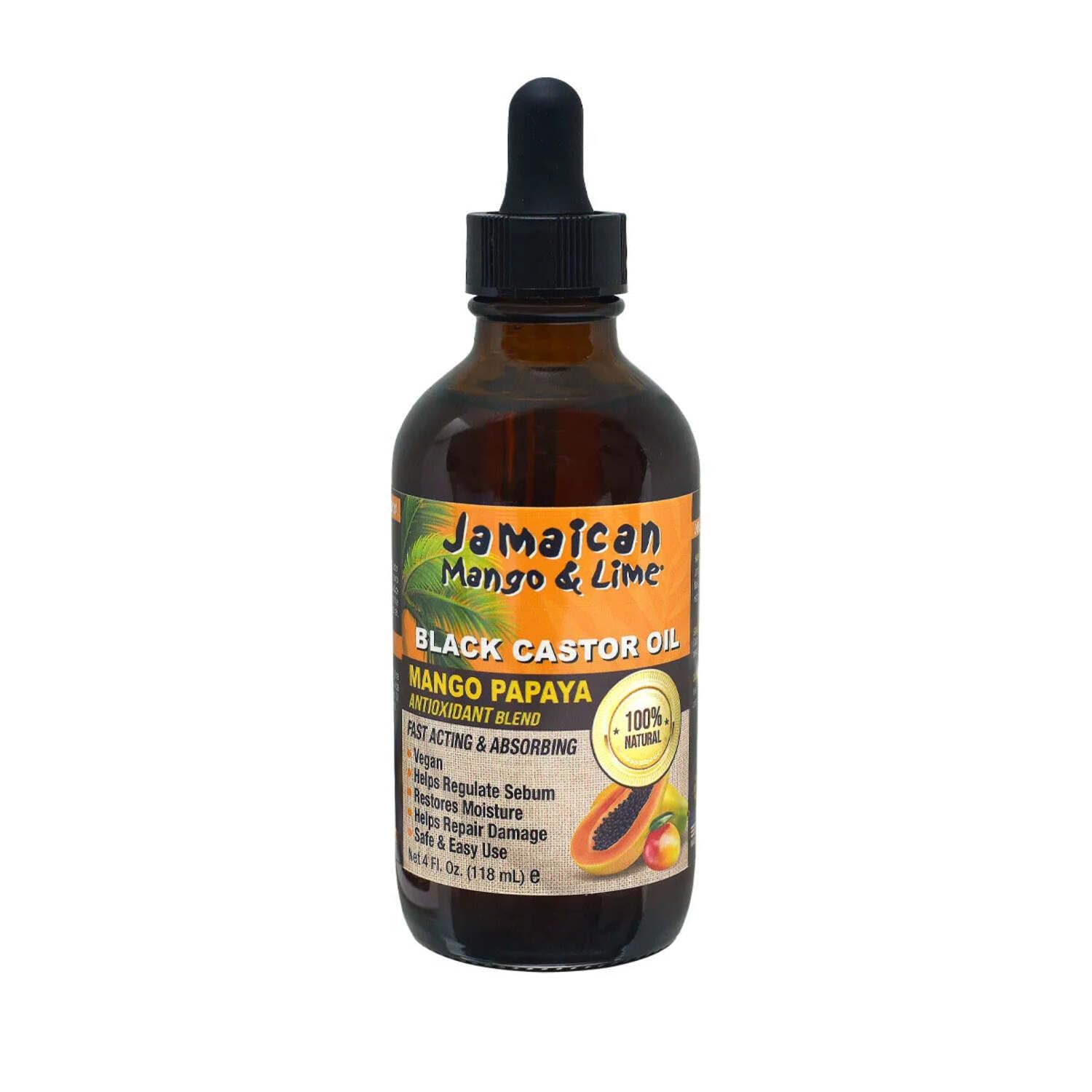 Jamaican Mango & Lime Black Castor Oil - Mango Papaya, Organic, 118 ml (Pack of 1)