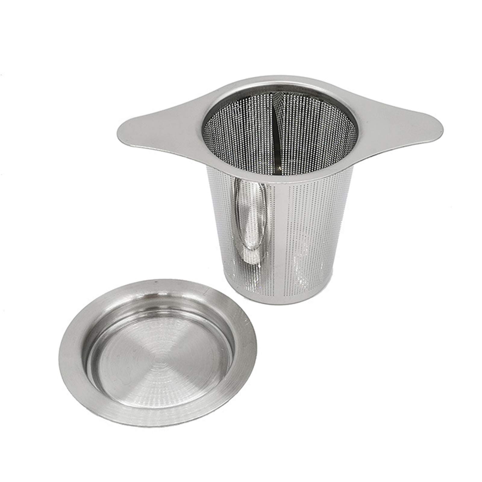 Tea Infuser 304 Stainless Steel Extra Fine Strainer Steeper with Lid and Two Handles for Loose Leaf Grain Tea Cups, Mugs, and Pots