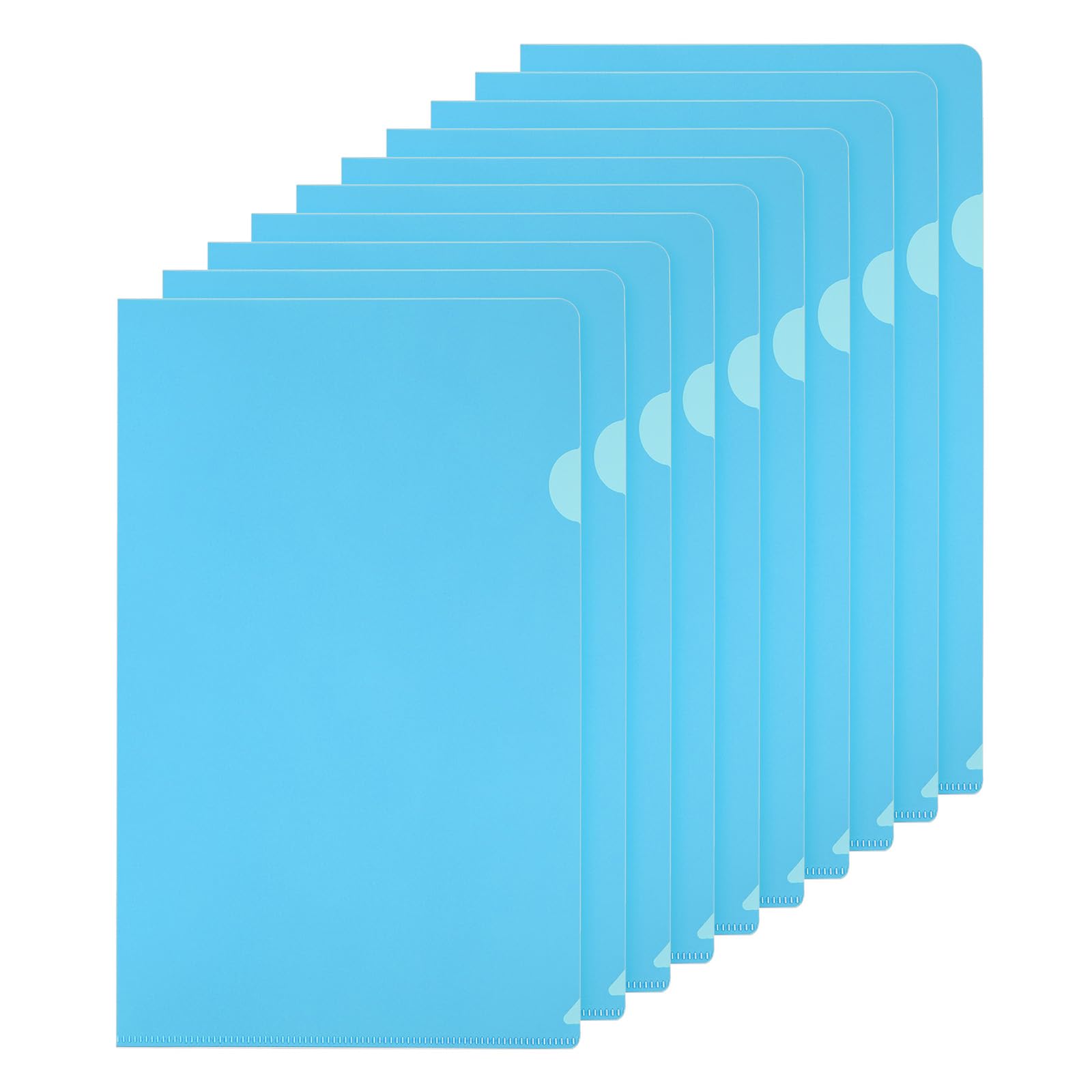 PATIKIL L Type Folders 10 Pack A4 Plastic File Project Pockets Clear Paper Document Jacket Sleeves for Office, Sky Blue