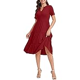 Jeqeocafy Women's V Neck Dress 2025 Lounge Fashion Casual Loose Fit Flowy Swing Tiered Vacation Dresses