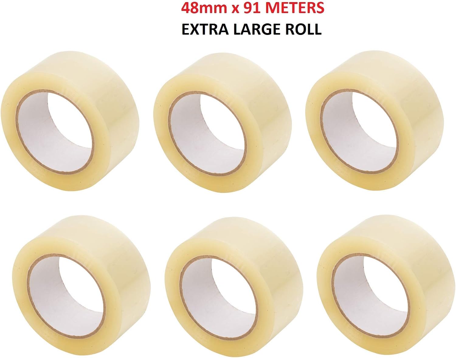 Sabco, 6 Rolls Clear Tape, Low Noise 48mm X 66m Clear Packing Tape, Low Noise Packaging Tape, Packing Tape For Packing Boxes