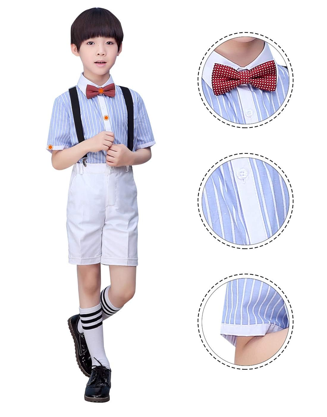Happy Cherry Garcon Costume De Fete Pour Ceremonie Mariage 4 Pcs Enfant Ensembles De Tenue De Soiree Chemise Pantalons Bretelles Cravate 3 4 Ans Costumes Vetements Atahari Com