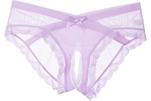 Yeahdor Mens Sexy Lingerie Gay Thongs Briefs Underwear Lace Mesh Sheer Low Rise Crossdresser Panties