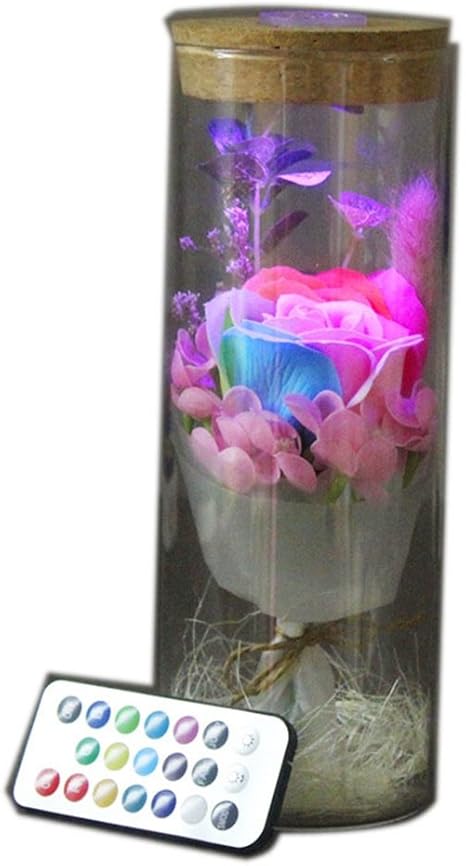 Amazon フラワーソープ 造花 バラled リモートコントロール 愛人や友人への贈り物 誕生日 バレンタイン お祝い 結婚祝い 記念日 造花 オンライン通販
