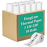 3 1/8" x 230' Thermal Paper Receipt Rolls, Premium Quality Thermal Printer Paper Compatible with Most POS Systems, Cash Registers, Credit Card Paper（10 Rolls）
