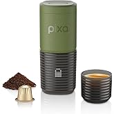 WACACO Pixapresso Espresso Machine Electric &amp; Portable (Olive Green) | 4 Coffee Types, Fast Heat-up, 3 x 3000mAh Battery, Patented 8-16g Basket, Grounds &amp; Capsules, Touchscreen, For Travel Camping