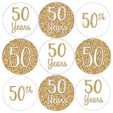 Gold 50th Anniversary Party Favor Stickers - 180 Labels
