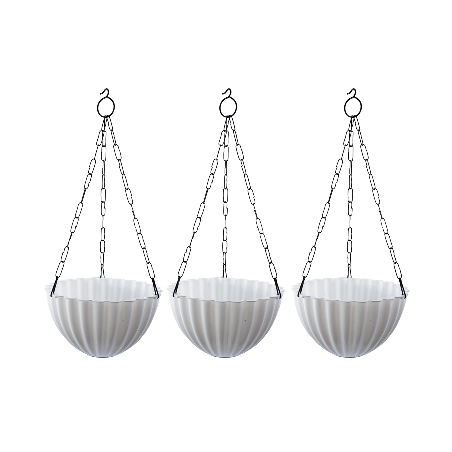 GEMPLAST White Plastic Hanging Pots for Balcony(8INCH)Hanging Flower