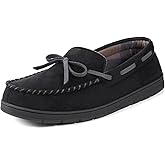 ULTRAIDEAS Men's Luke Moccasin Slippers Memory Foam Cozy House Slippers, Warm Comfy Slippers for Men, Indoor Outdoor Loafer Anti-Slip Home Shoes