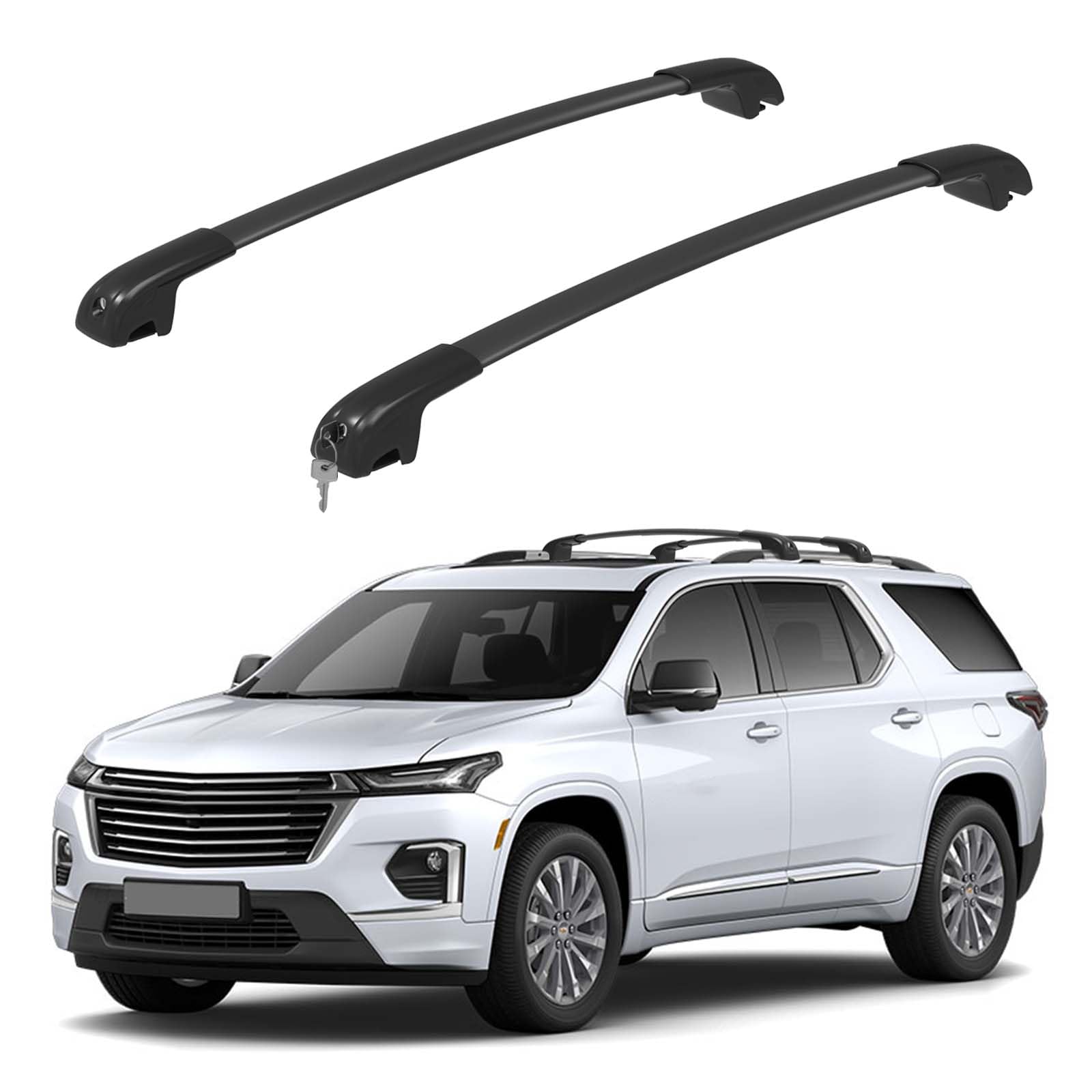 Photo 1 of ***(MISSING PARTS/ SEE NOTES)***HmmtyRack 330lbs Lockable Roof Rack Cross Bars Compatible with Chevrolet Chevy Traverse 2022 2023 2024 2025, Aluminum Roof Rails Crossbar for Rooftop Cargo Carrier Luggage Kayak Canoe Snowboard
