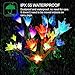 Outdoor Solar Garden Lights - Outdoor Solar Lights, 3 Pack LED Color Changing Outdoor Solar Powered Lights for Patio, Backyard (2 Lilly Flowers and 1 Butterfly)