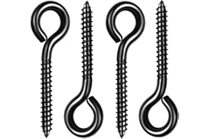 SKNONO Screw Eyes, Heavy Duty Eye Screw Hooks, Screw in Eye Hooks for Indoor & Outdoor Use, Black Self Tapping Screws, Eye Bolts 4 Pack, 3.2 Inches