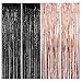 4 Pack Foil Curtains Metallic Fringe Curtains Shimmer Curtain,Rose Gold and Black Photo Booth Backdrop Curtain 3.3ft*9.8ft for Birthday Wedding Engagement Bridal Shower Baby Shower Bachelorette Holiday Celebration Party Decorations