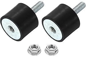 uxcell M6 Rubber Mounts, 2Pcs 24x20mm(DxH) Rubber Cylindrical Anti Vibration Isolator Shock Absorber with Lock Nut for Car Bobbin Generator Air Compressors