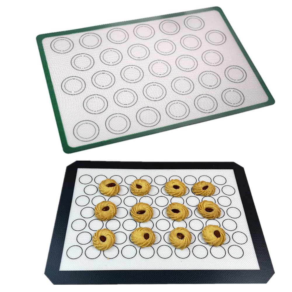 Silicone Baking Mat Pastry Rolling Mat Non-Stick with Measurements, Reusable Flexible Easy to Clean BPA Free for Fondant Pizza Breads (42x30cm, 38x28cm)