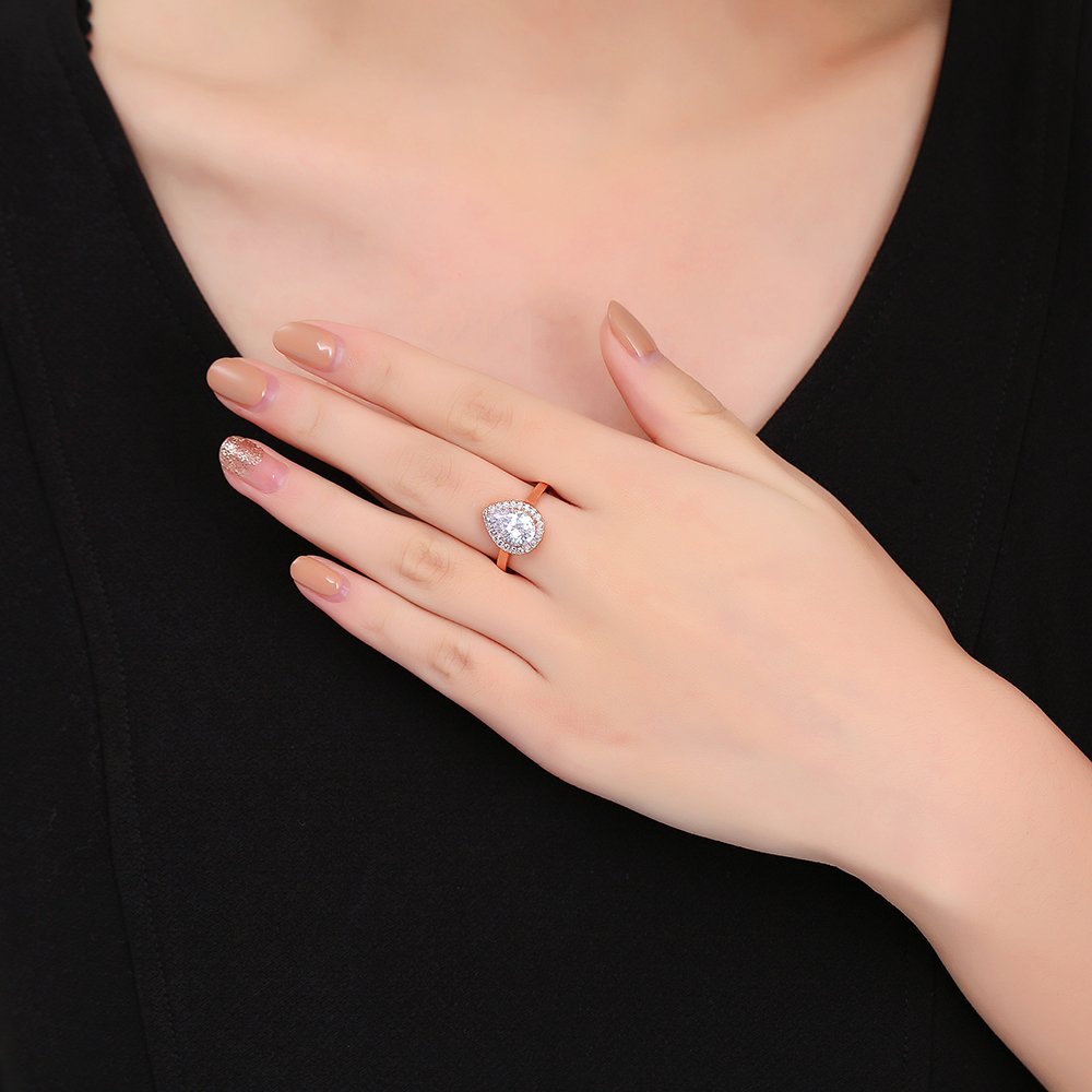 mytysun Wedding Rings 4 Ct Engagement Wedding Ring Teardrop Pear Cut CZ Cubic Zirconia Solitaire Wedding Jewelry for Women Girlfriend 9